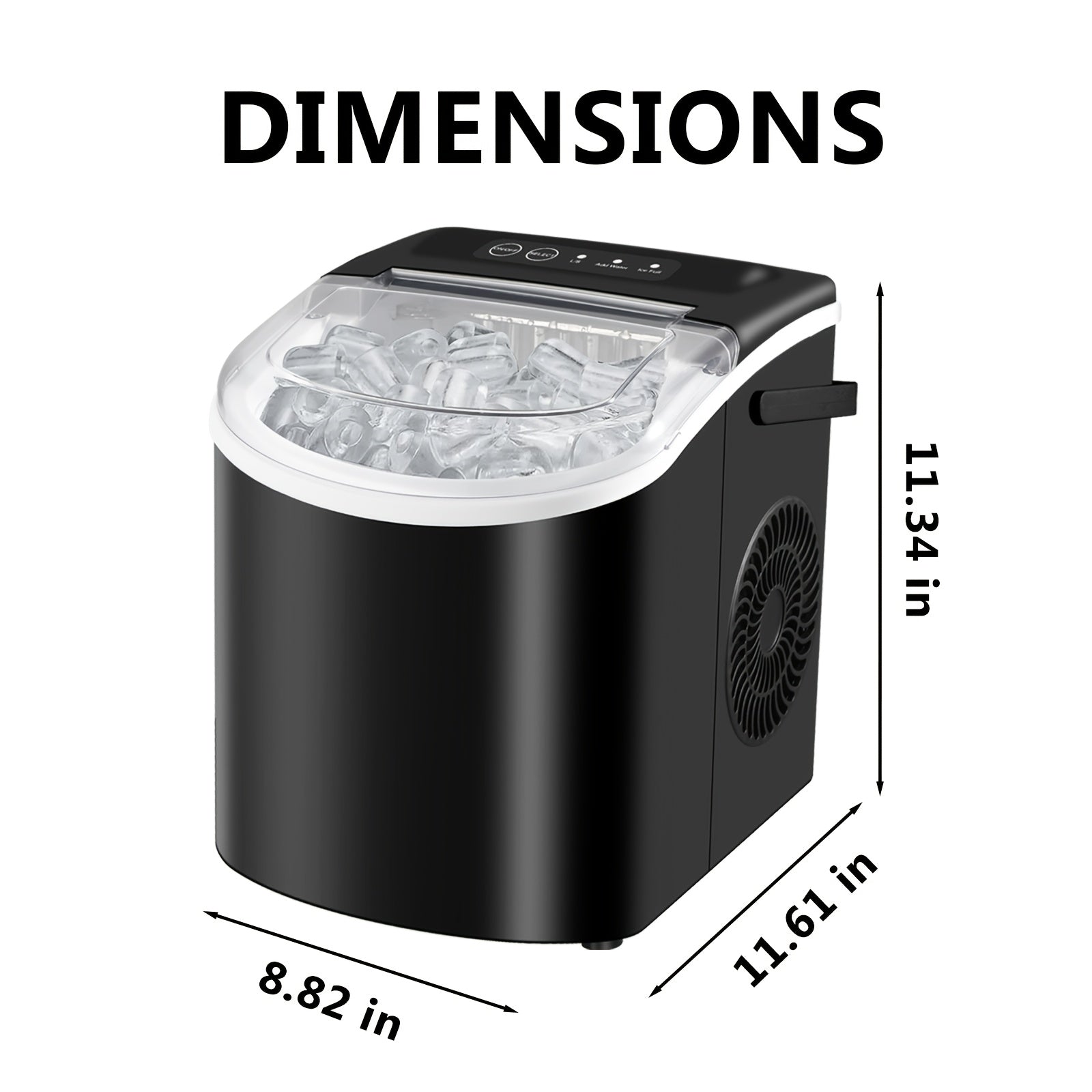 Portable Countertop Ice Maker - 26 lbs/24H, 9 Cubes in 6 Mins with Handle, Basket & Scoop