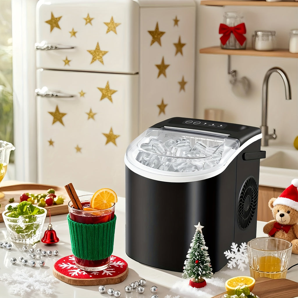 Portable Countertop Ice Maker - 26 lbs/24H, 9 Cubes in 6 Mins with Handle, Basket & Scoop