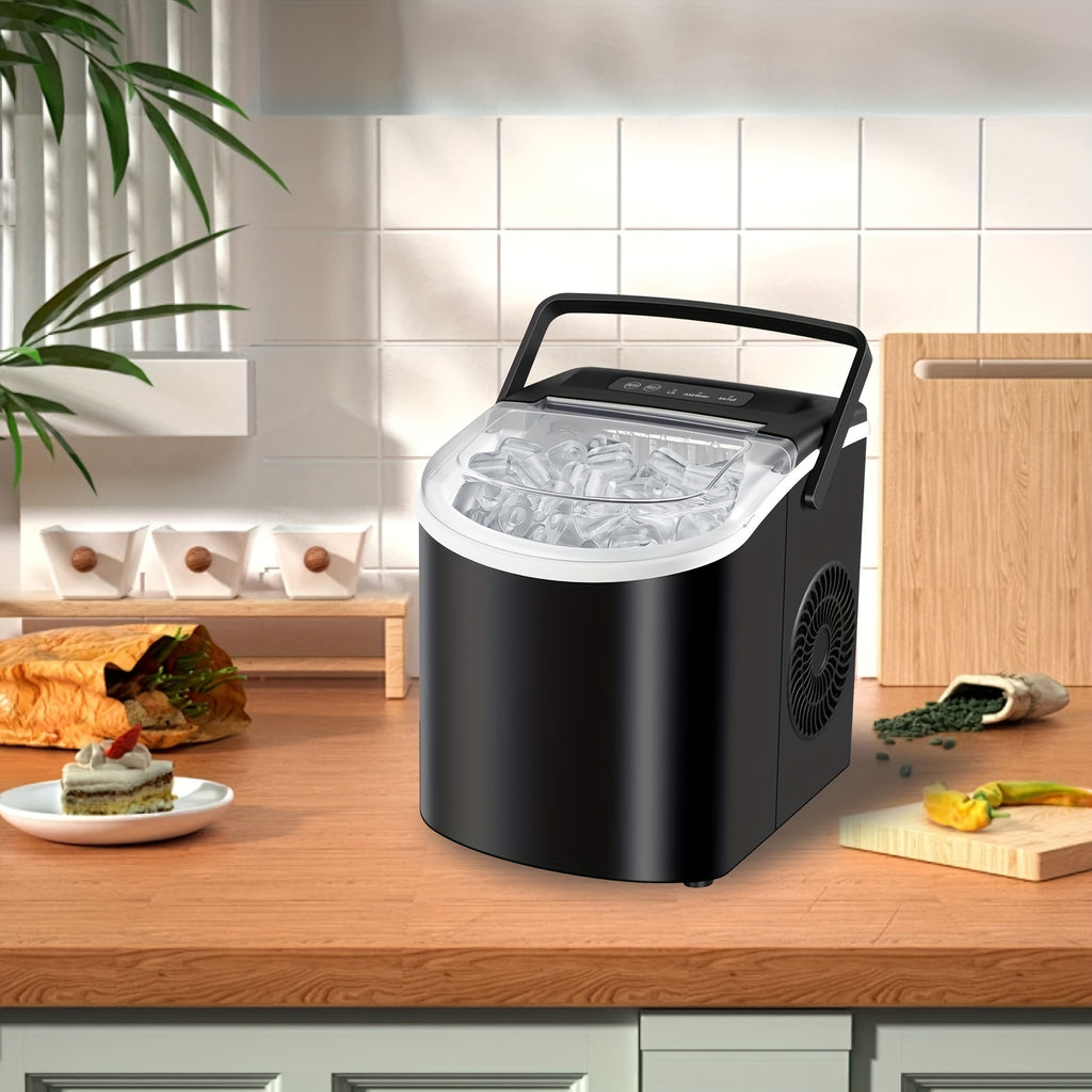 Portable Countertop Ice Maker - 26 lbs/24H, 9 Cubes in 6 Mins with Handle, Basket & Scoop