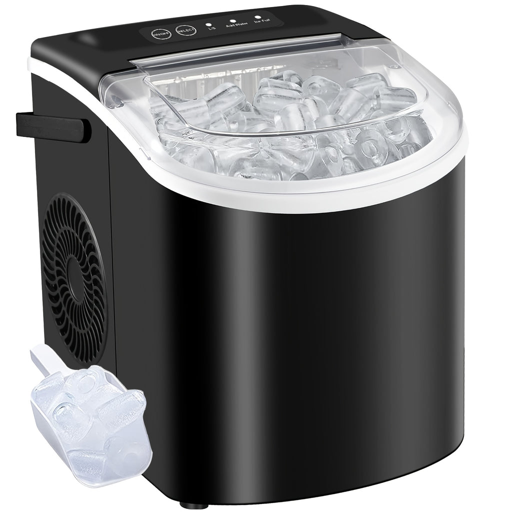 Portable Countertop Ice Maker - 26 lbs/24H, 9 Cubes in 6 Mins with Handle, Basket & Scoop