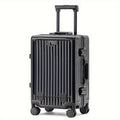 20 Inch Aluminum Frame Business Carry-On Luggage, Multi-Functional Trolley Case with Laptop Pocket, Phone Stand, USB Charging, Customs Lock & Shock-Absorbing Brake Wheels