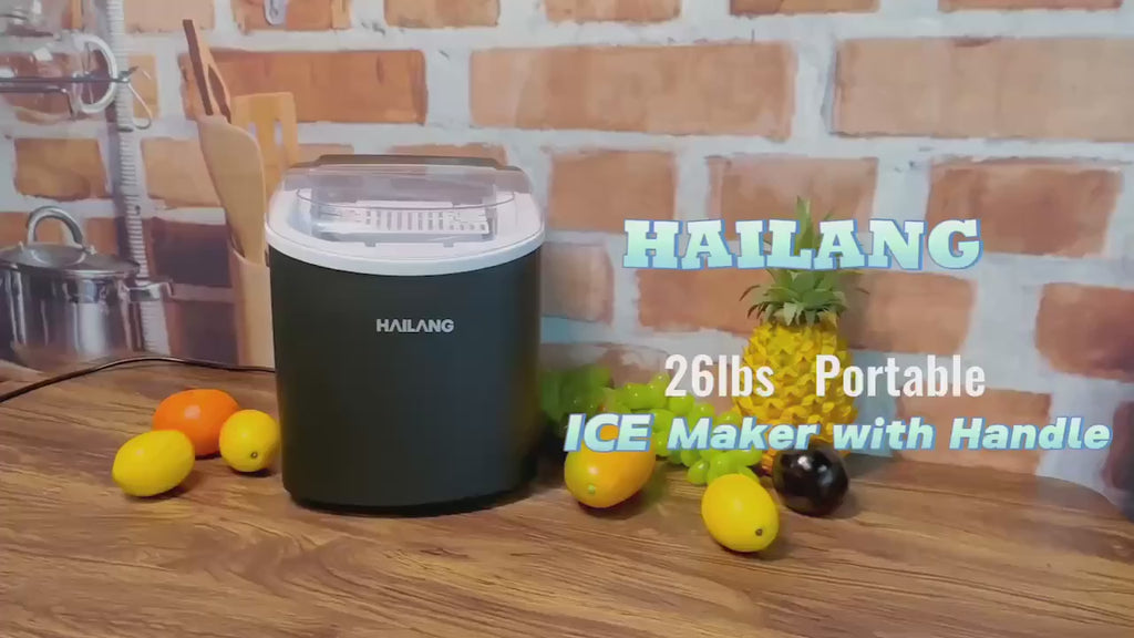 Portable Countertop Ice Maker - 26 lbs/24H, 9 Cubes in 6 Mins with Handle, Basket & Scoop